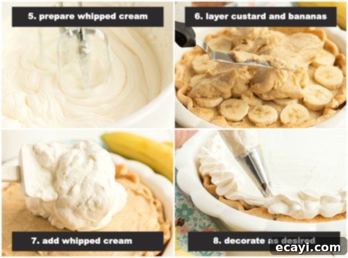 Golden Banana Indulgence 7 illustrated steps of making banana cream pie filling