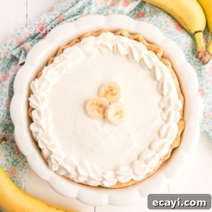Golden Banana Indulgence 9 overhead view of whole banana cream pie