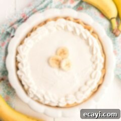 Golden Banana Indulgence 10 overhead view of whole banana cream pie
