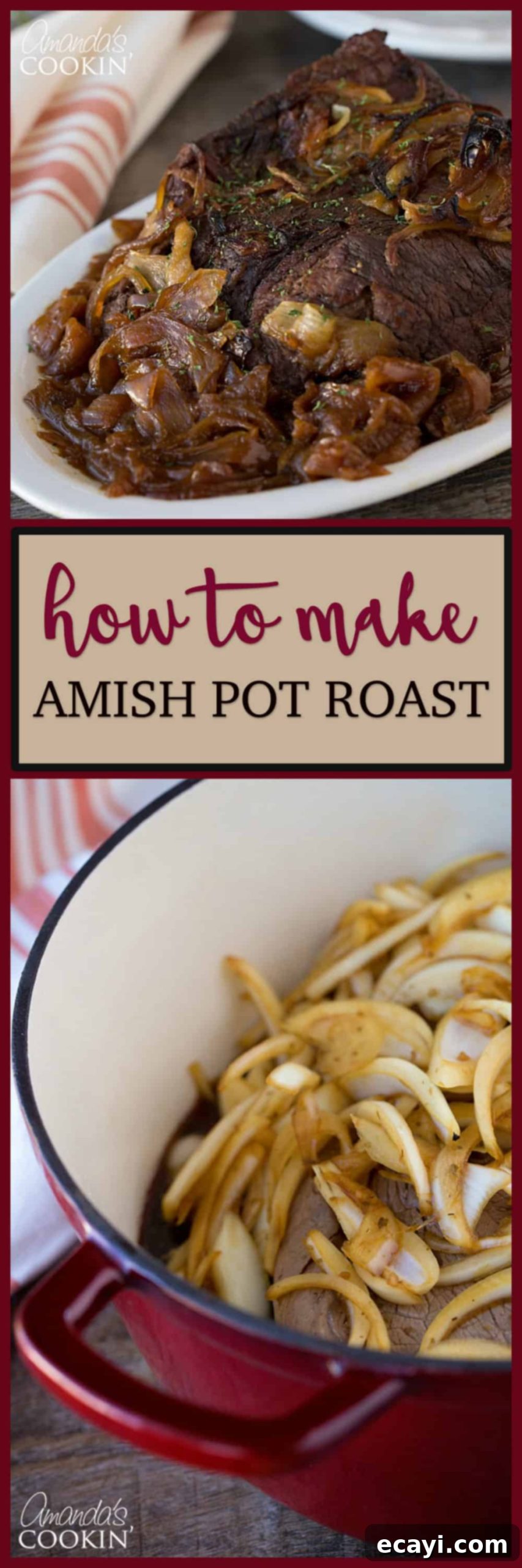 Traditional Amish Pot Roast 9 Pinterest image featuring a delicious and tender Amish Pot Roast, perfectly cooked and ready for a comforting family meal.