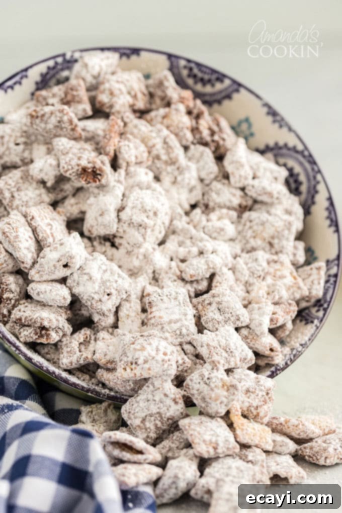 Peanut Butter Frost Bites 3 bowl of knocked over muddy buddies