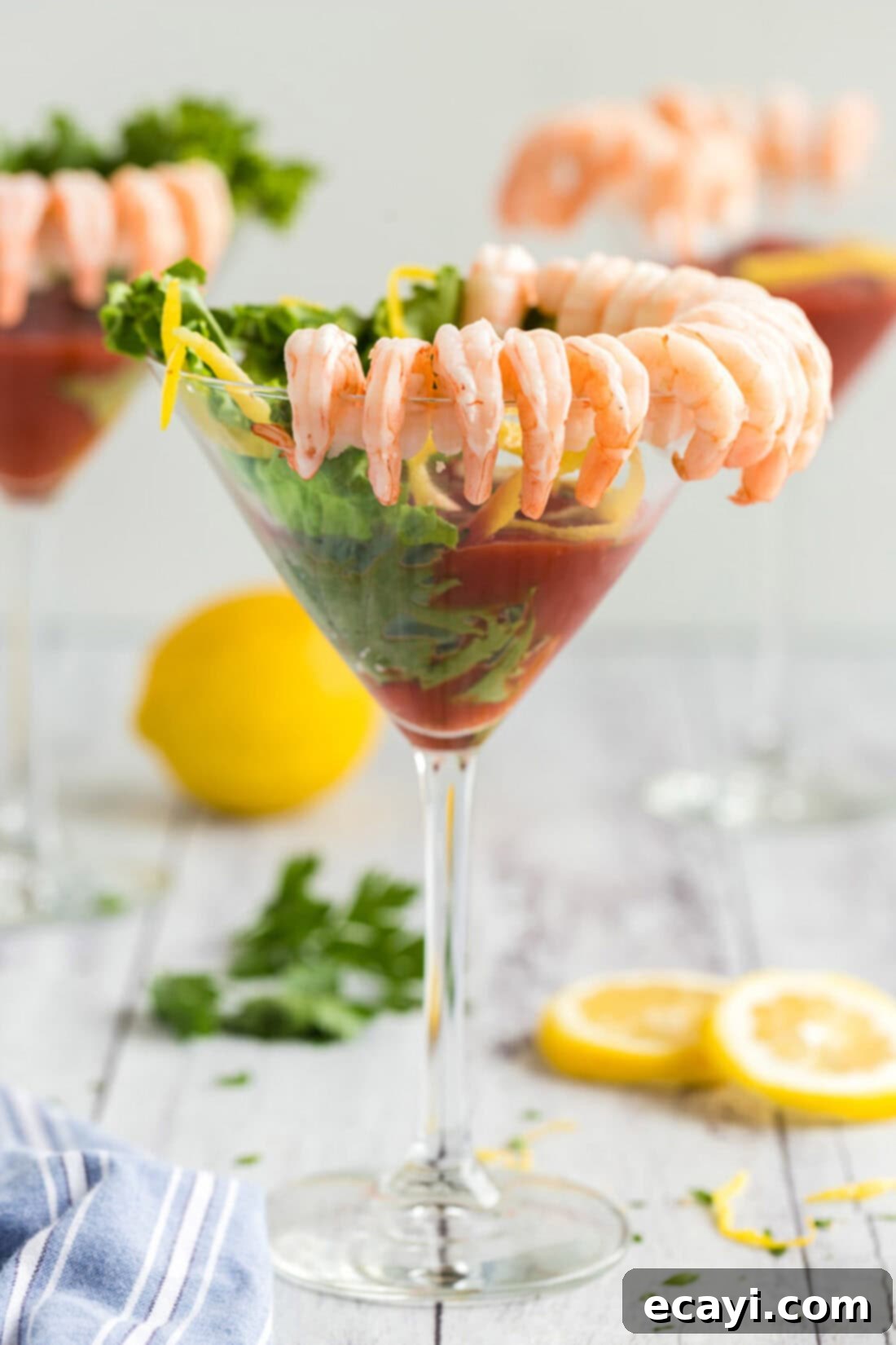 Prawn Cocktail 2 Shrimp Cocktail with two more behind it
