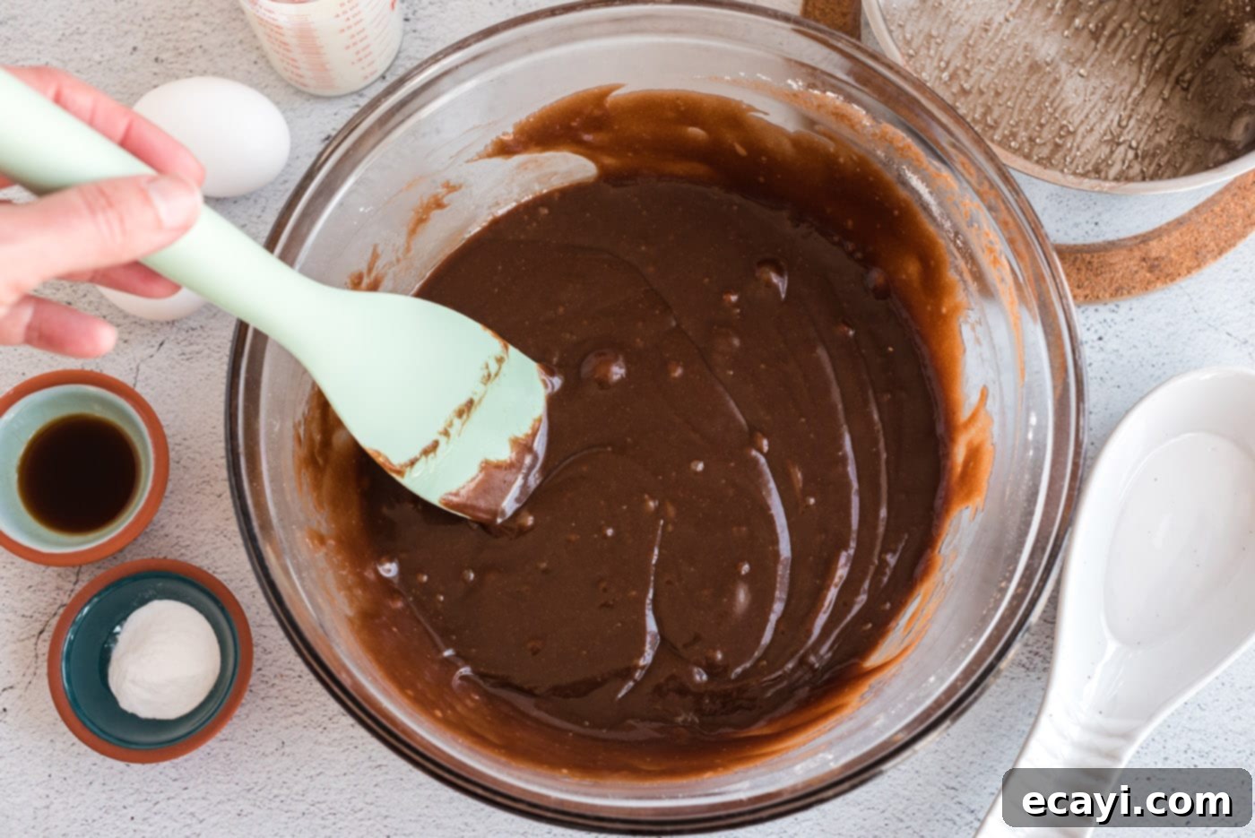 Texas-Sized Chocolate Dream 8 chocolate texas sheet cake batter in a bowl
