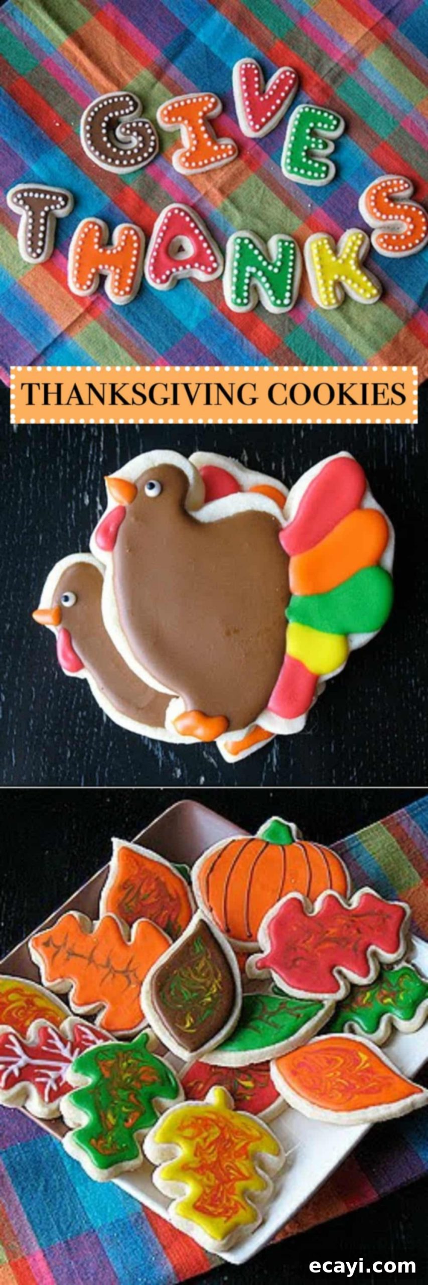 A Harvest of Sweet Thanksgiving Cookies 3 A close up photo of Thanksgiving cookies.