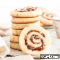 Cranberry Orange Pinwheel Cookies 5 stack of cookies
