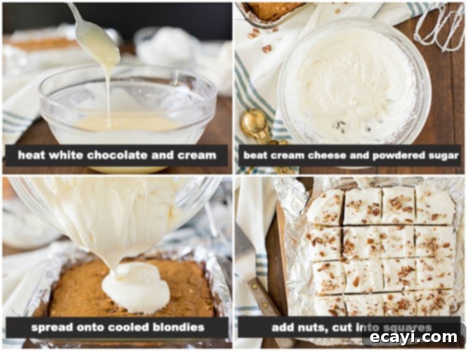 Spiced Pumpkin Indulgence 5 Detailed photos illustrating the process of making white chocolate cream cheese frosting