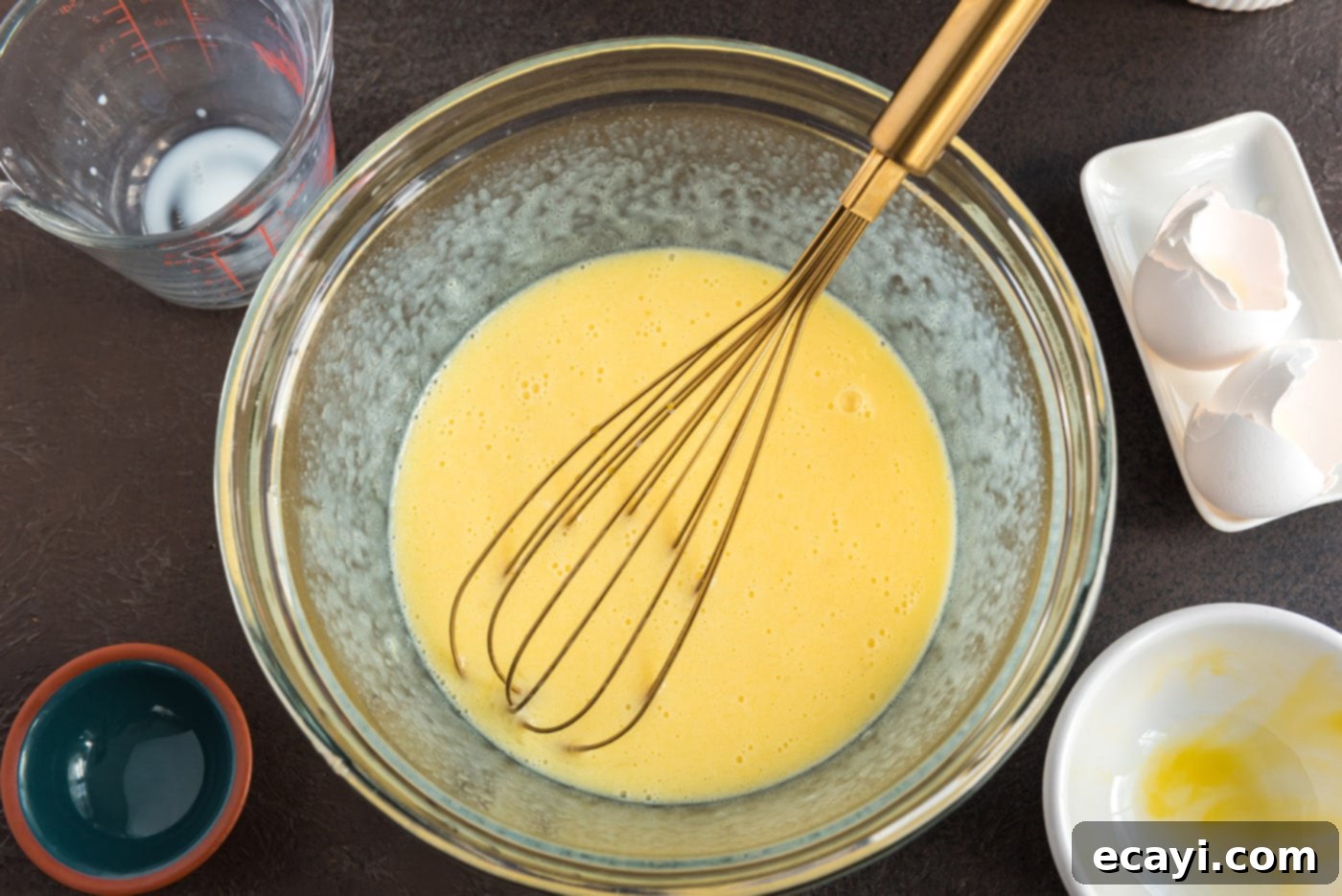Hearty German Party Loaf 8 whisked butter, milk, and egg in bowl