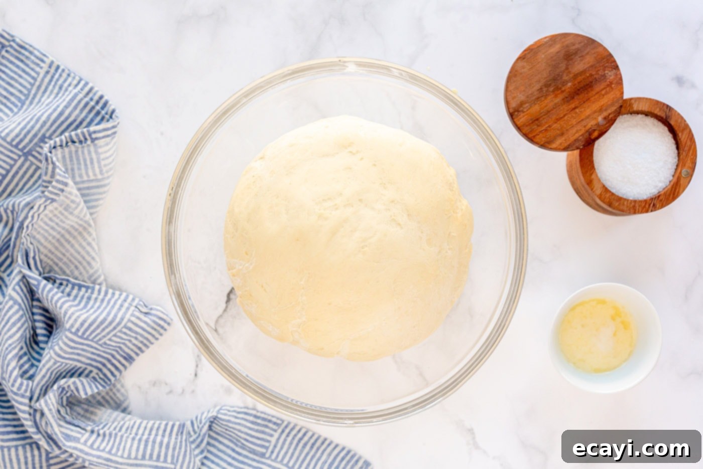 Irresistible Tear-and-Share Dinner Buns 8 Dough after rising, having visibly doubled in size and looking light and airy.