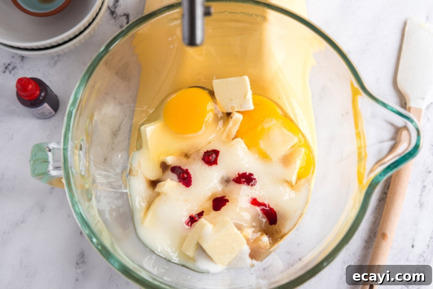 Melon Patch Morsels 6 butter, eggs, sugar, and food coloring in a mixer bowl