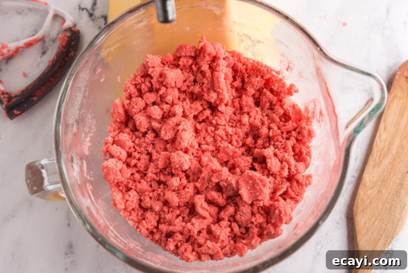 Melon Patch Morsels 7 watermelon cookie dough in a mixer bowl