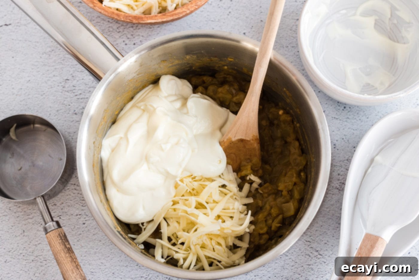 Classic Smothered Beef Enchiladas 13 Sour cream and cheese added to green chiles for the creamy sauce