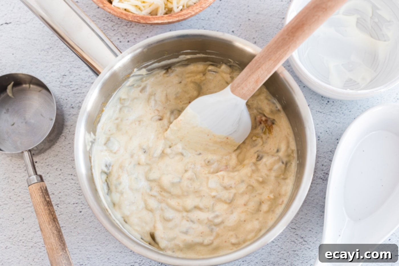 Classic Smothered Beef Enchiladas 14 Creamy sour cream mixture with green chiles for enchiladas