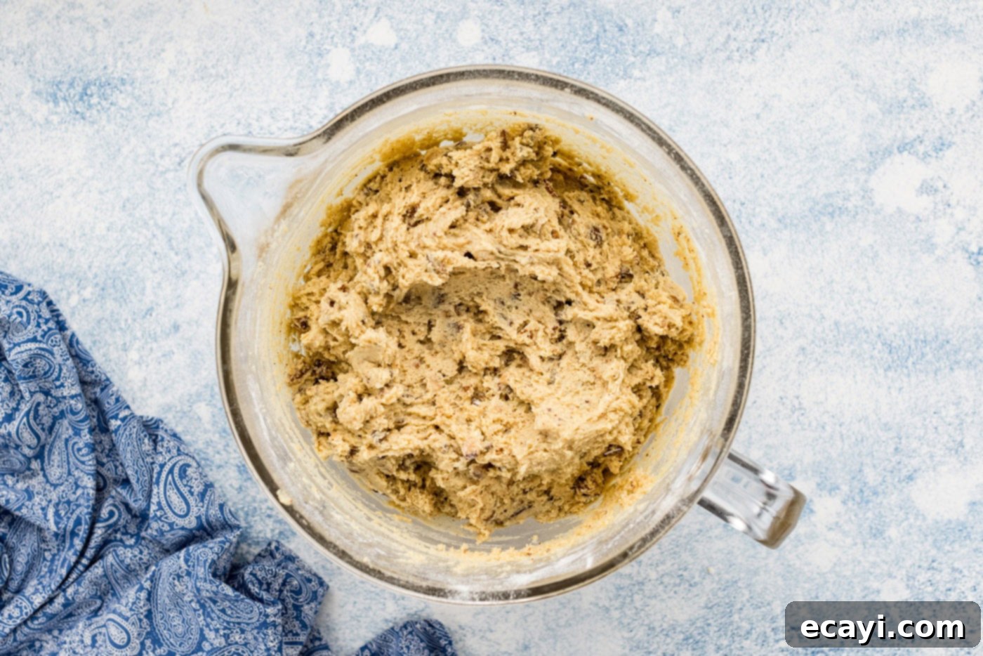 Golden Brown Butter Toffee Bars 12 brown butter toffee blondies batter in a mixing bowl