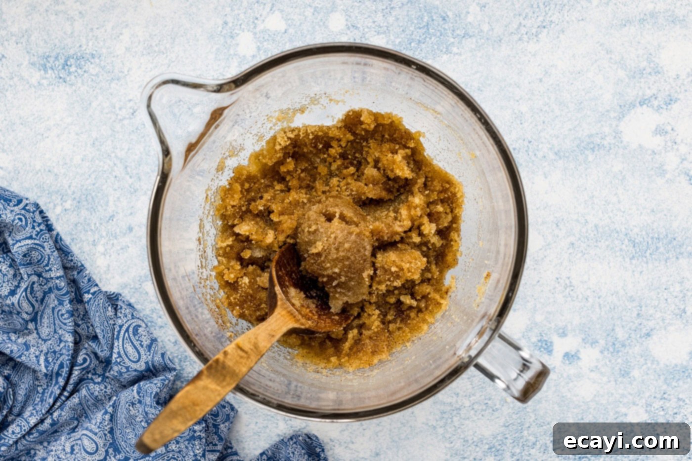 Golden Brown Butter Toffee Bars 9 browned butter and sugar mixture in a bowl