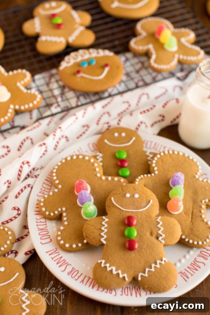 Soft Gingerbread Man Cookies for Christmas A festive plate filled with perfectly baked soft gingerbread man cookies, ready for holiday celebrations.
