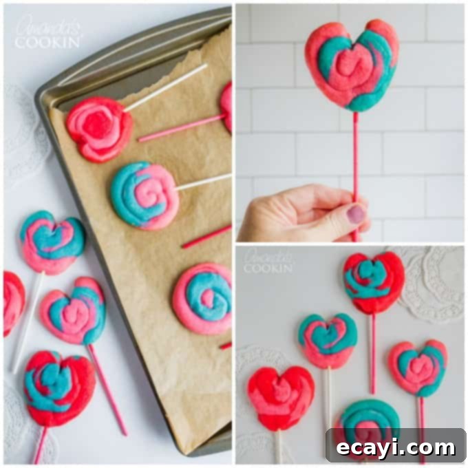 DIY Valentine Play Dough Cookie Pops 7 A collection of vibrant Valentine's Day Cookie Pops arranged beautifully