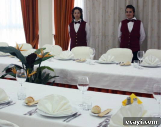 The banquet room at the Culinary Institute of Catania, with two students. The banquet room at the Culinary Institute of Catania, with two students.