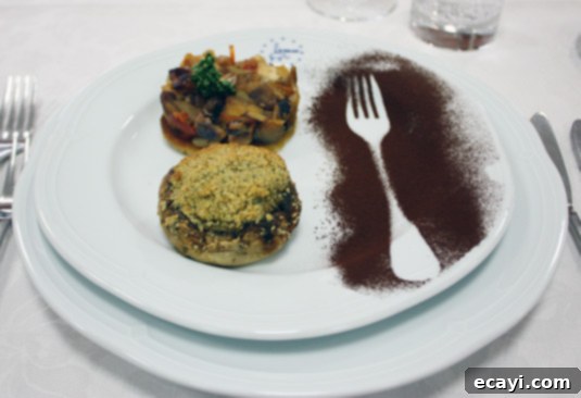 Traditional Sicilian caponata and a stuffed mushroom Traditional Sicilian caponata and a stuffed mushroom