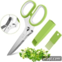 Delicious Gifts for Food Lovers 9 Herb scissors product image, with multiple blades for efficient cutting