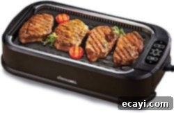 Delicious Gifts for Food Lovers 6 Indoor electric grill product image, featuring a non-stick cooking surface