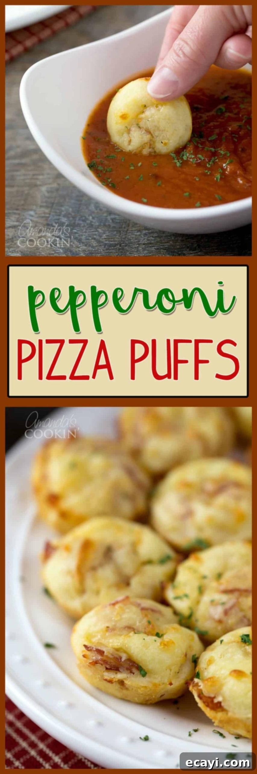Cheesy Pepperoni Pizza Bites 9 A large photo of multiple golden-brown pepperoni pizza puffs, showcasing their appealing texture and snack-ability.