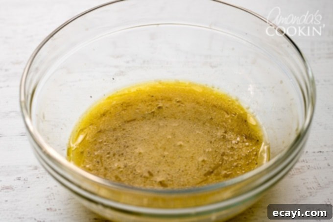Garden Fresh Summer Quinoa Delight 9 Close-up of the smooth, emulsified dressing for the summer vegetable quinoa salad, ready to be added.