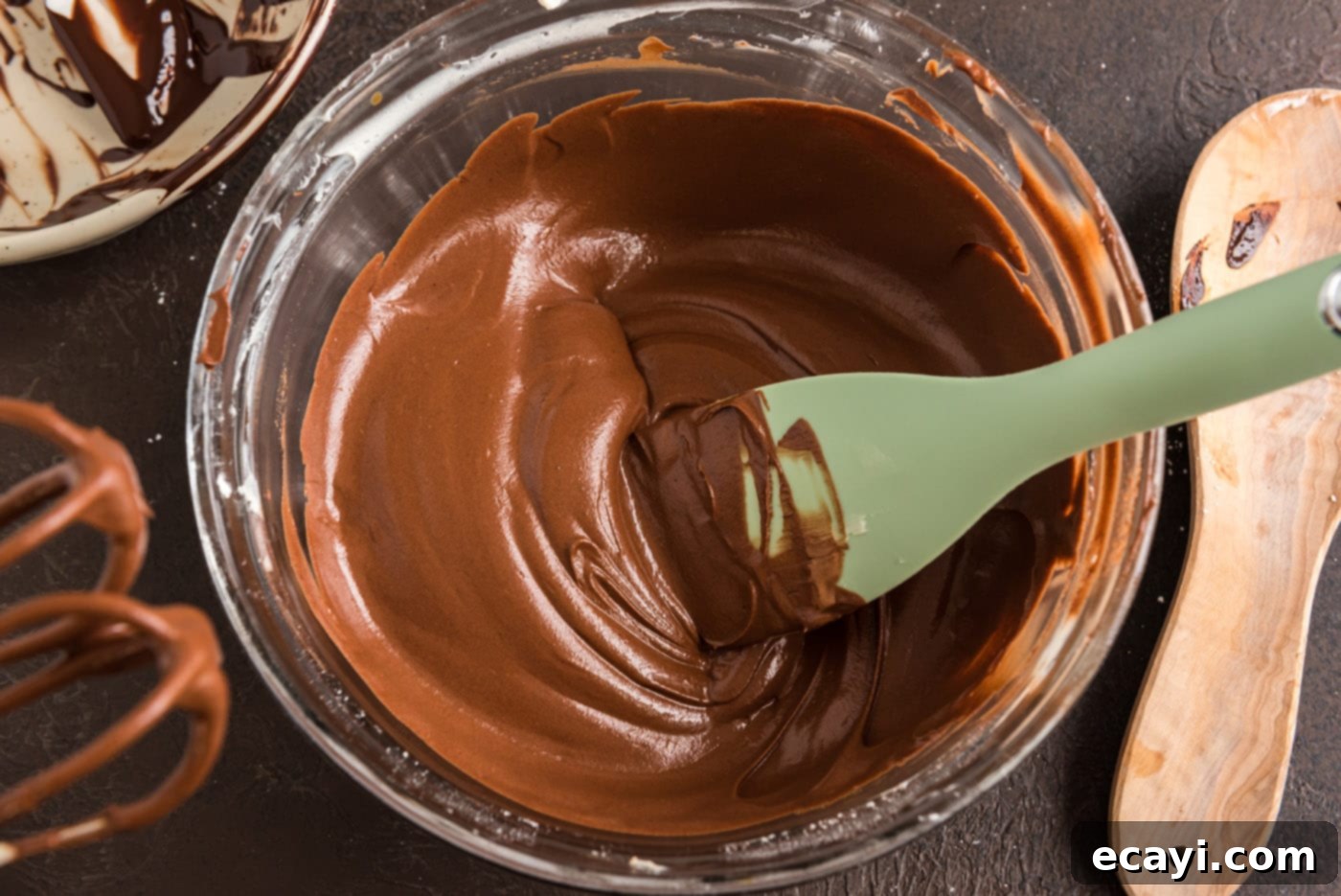 Decadent Chocolate Fudge Delight 22 silky smooth chocolate fudge frosting in a bowl