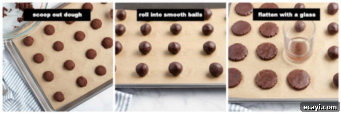 Minty Chocolate Delights 3 steps for rolling cookie dough balls