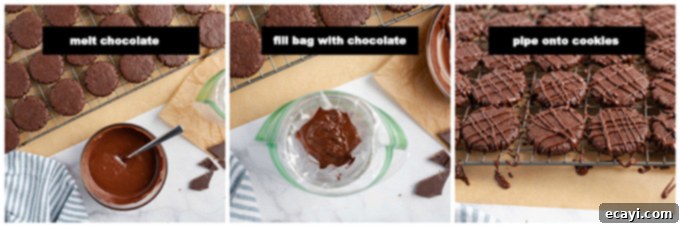 Minty Chocolate Delights 4 steps for drizzling chocolate
