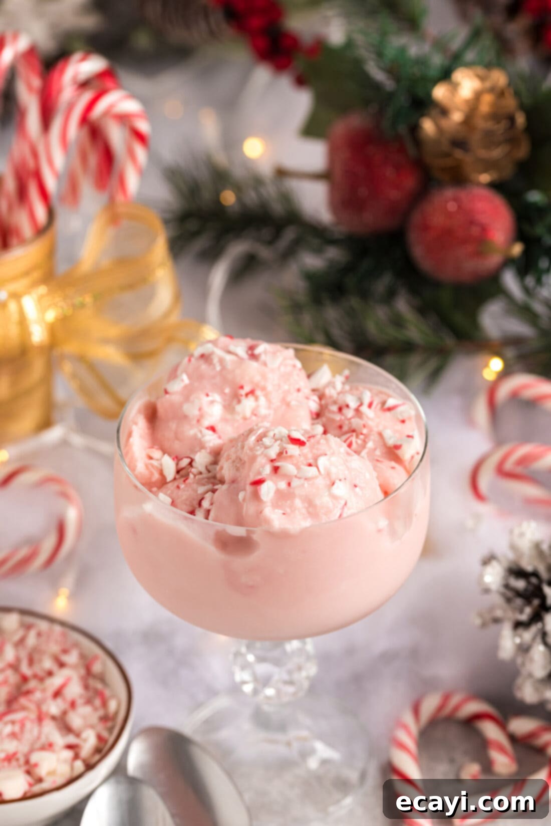Cool Peppermint Bliss 2 Homemade Peppermint Ice Cream in a sundae cup