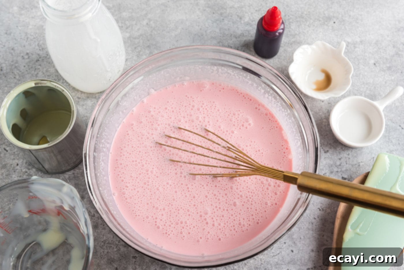 Cool Peppermint Bliss 7 whisking ice cream ingredients in a bowl