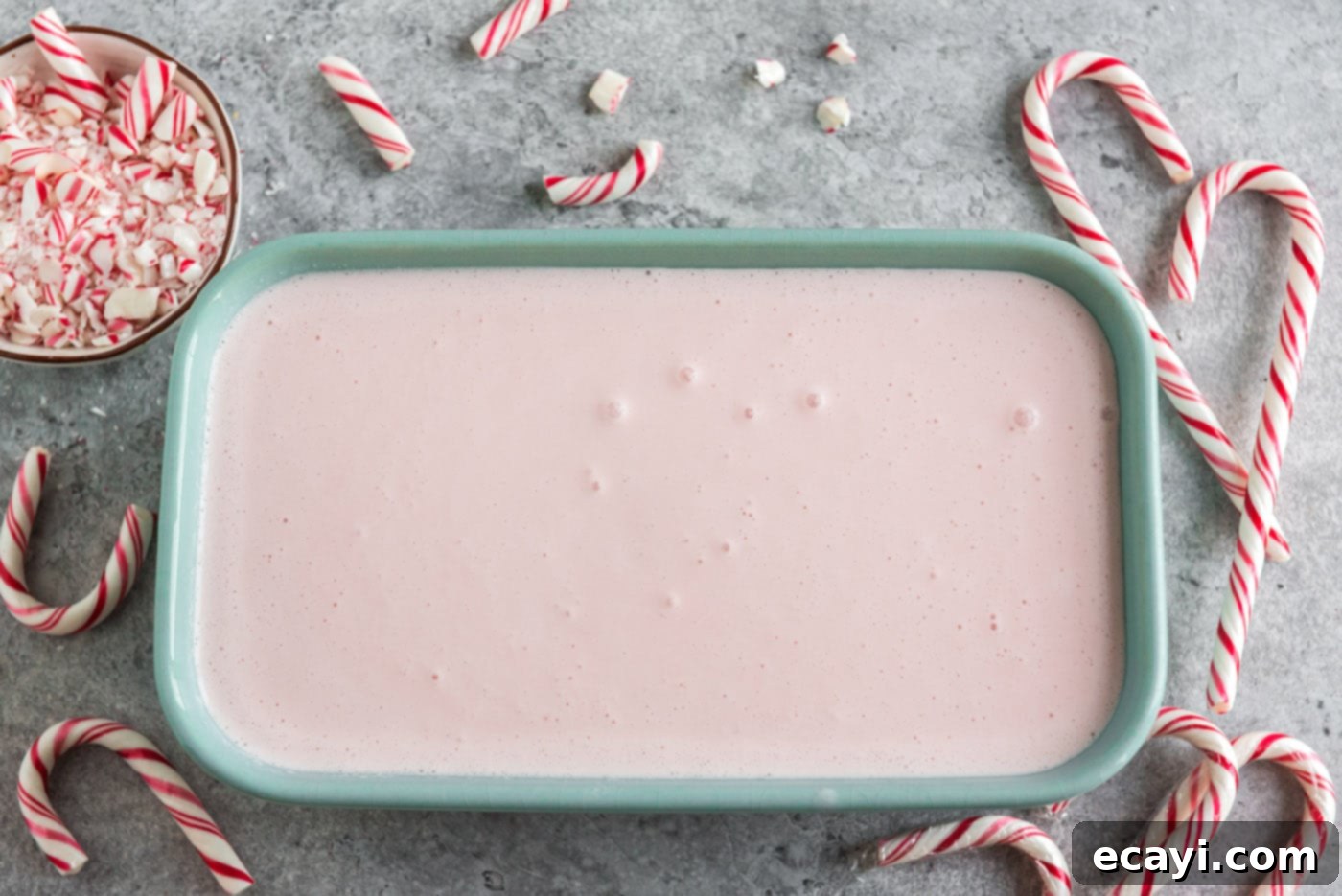 Cool Peppermint Bliss 9 homemade pink peppermint ice cream in a container