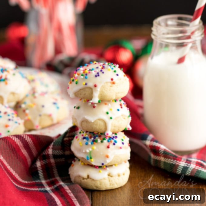 The Ultimate Christmas Cookie Collection: 12 Days 10 Stacked Italian anisette cookies with white glaze