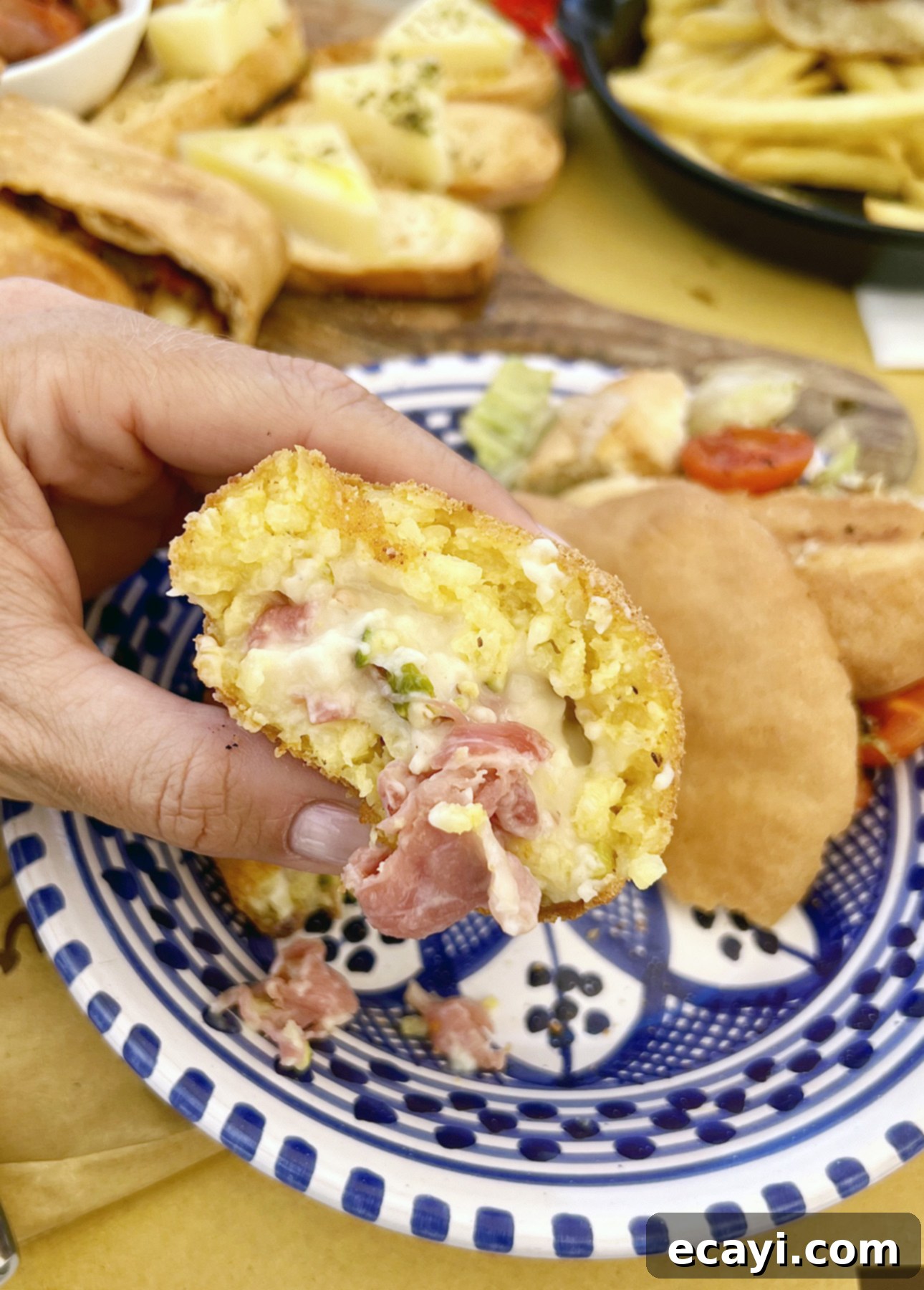 Mastering Authentic Sicilian Arancini 4 Pistachio and mortadella arancino at Biancomangiare, in Ragusa, Sicily // FoodNouveau.com