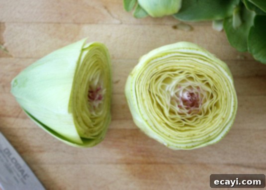 Trimming Artichoke Top Step 3: Cutting off the top section of the artichoke