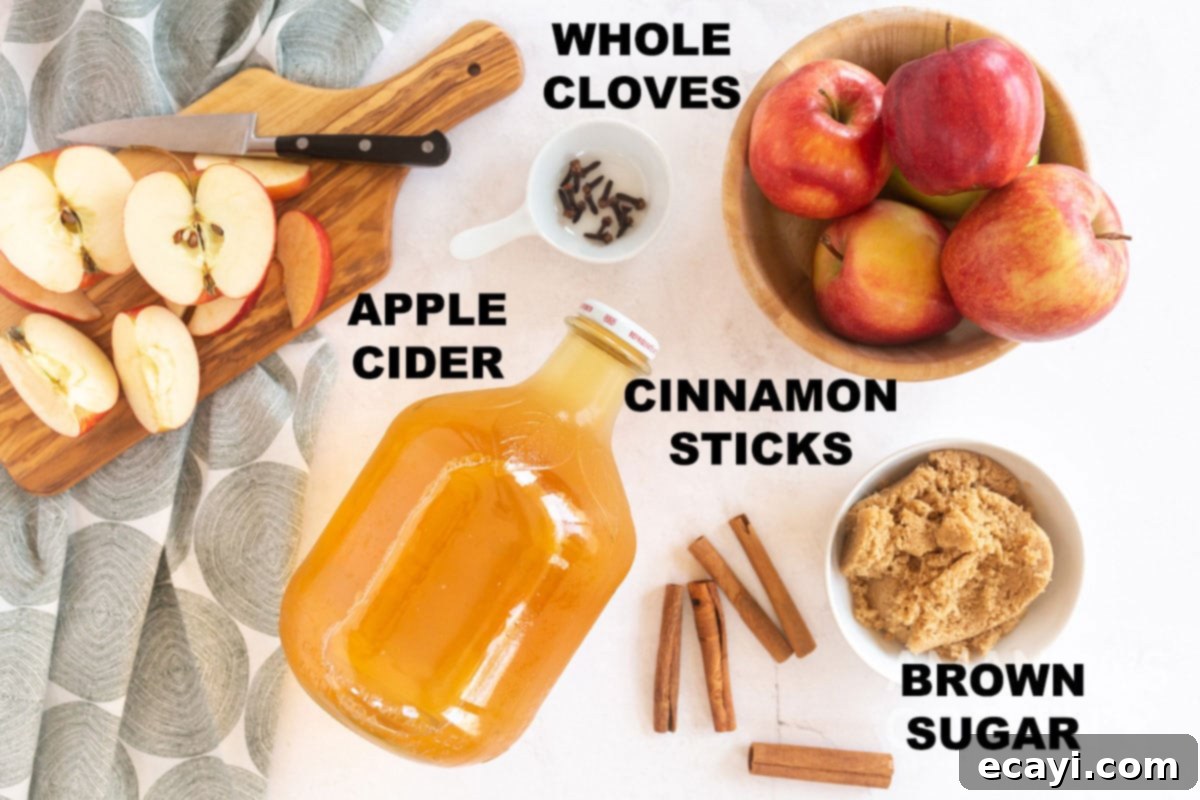 Autumn Apple Comfort 2 labeled ingredients for hot apple cider