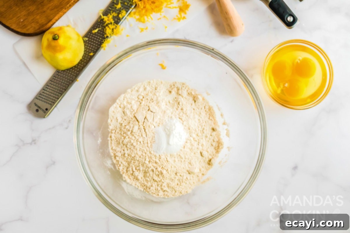 Starbucks Zesty Lemon Loaf 4 dry ingredients in a glass bowl