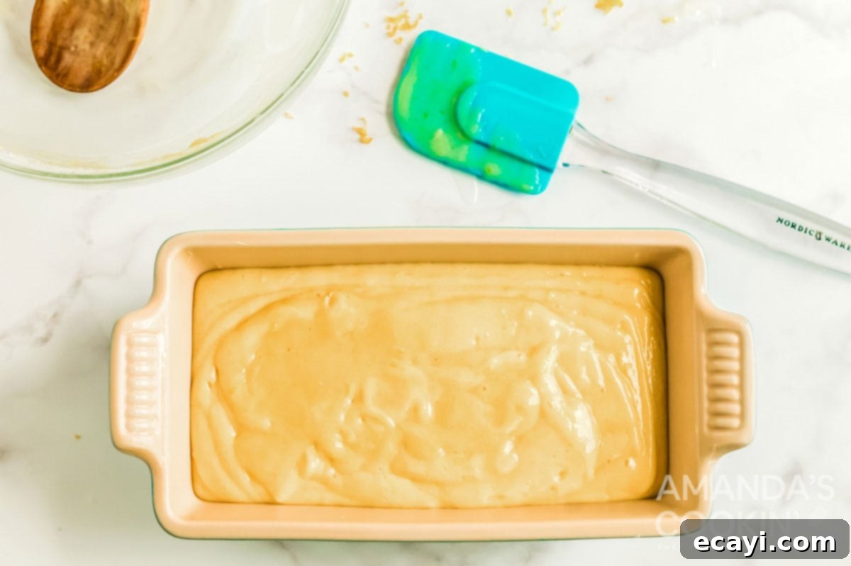 Starbucks Zesty Lemon Loaf 8 batter in a loaf pan