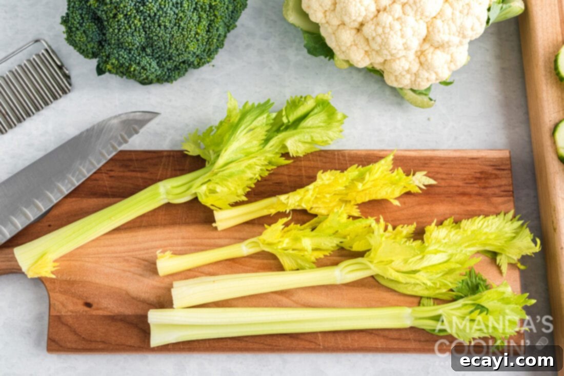 Transforming Vegetables into Edible Art 11 celery with the leaves left on
