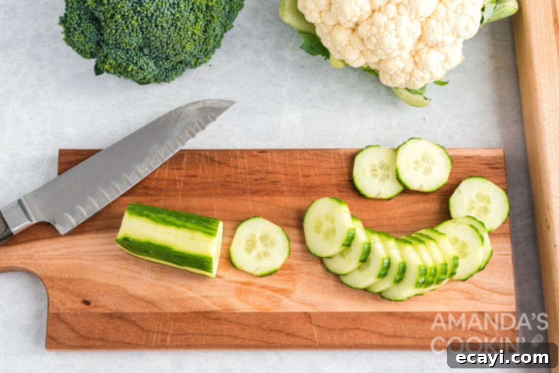 Transforming Vegetables into Edible Art 4 sliced cucumber on a cutting board