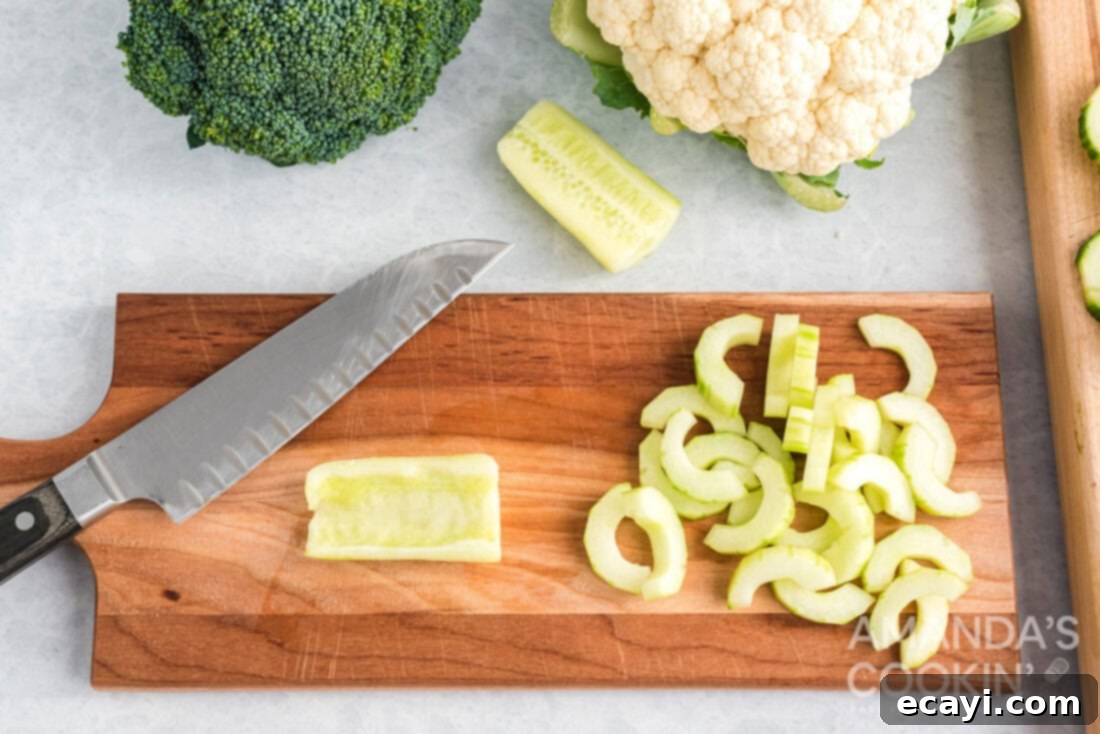 Transforming Vegetables into Edible Art 5 cored cucumber on a cutting board