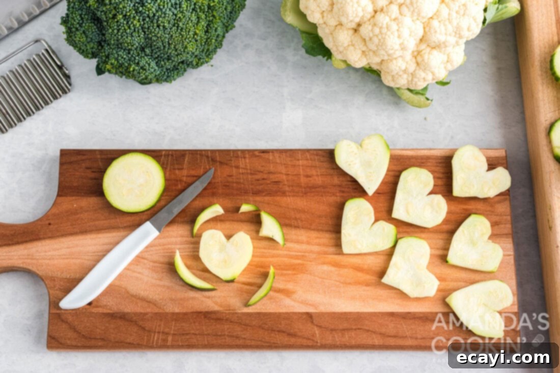 Transforming Vegetables into Edible Art 8 zucchinis cut into hearts