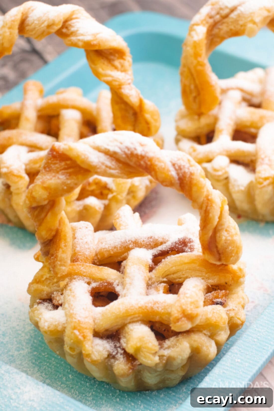 Petite Apple Pies 2 mini apple pies dusted with powdered sugar