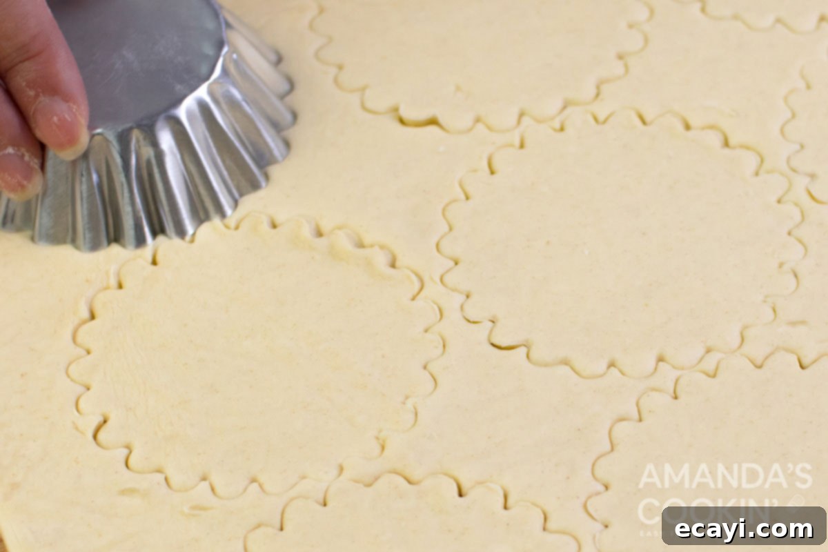 Petite Apple Pies 9 cutting circles from pie dough