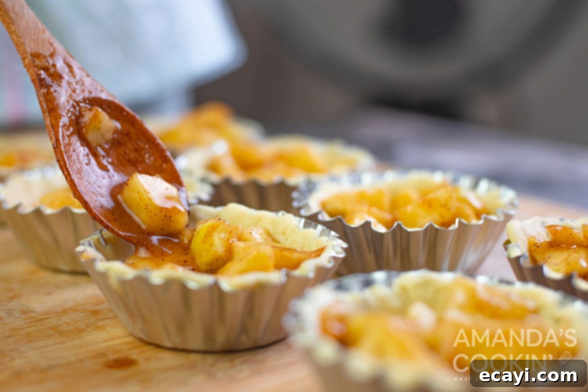 Petite Apple Pies 10 adding filling to pie dough