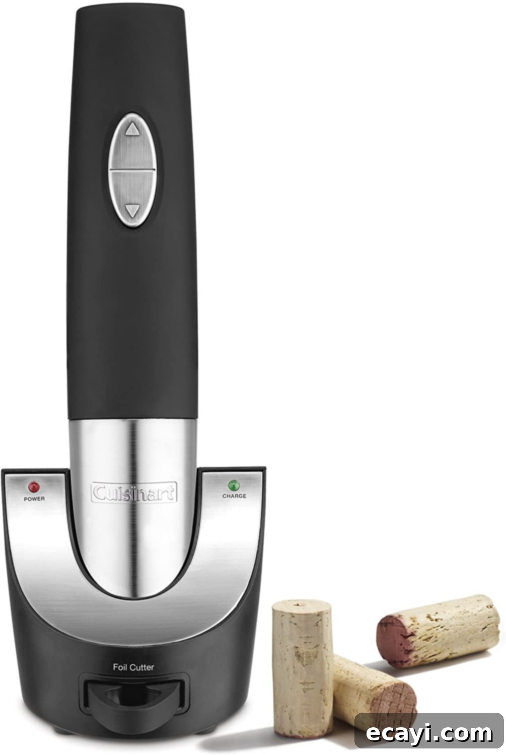 21 Kitchen Gadgets You'll Reach For Daily 22 A sleek cordless wine opener removing a cork from a wine bottle with ease, highlighting its modern design and functionality.