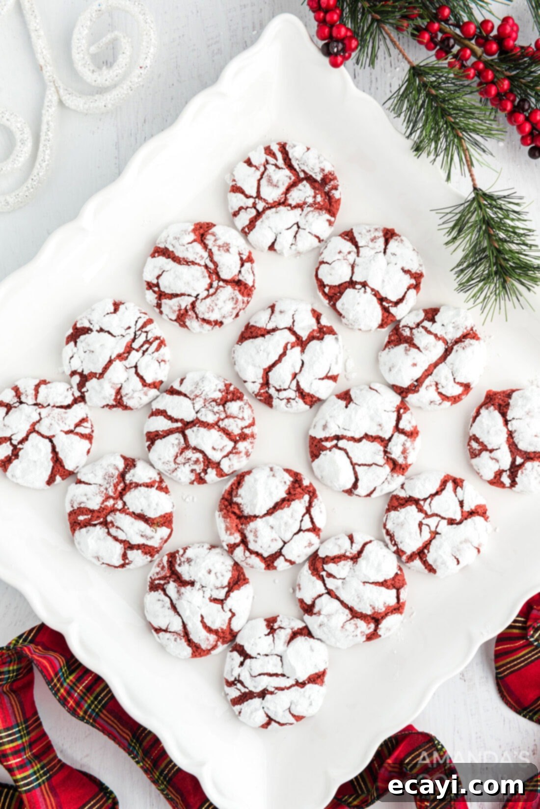 Velvet Crimson Crinkles 2 plate of red velvet crinkle cookies