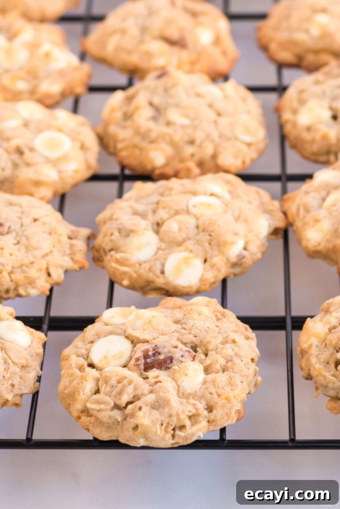 Soft-Baked Banana Cookies 3 Freshly baked banana cookies cooling on a wire rack, ready to be enjoyed