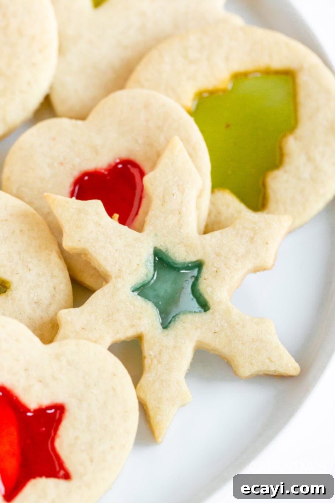 Art Glass Cookies 2 snowflake shaped stained glass cookie