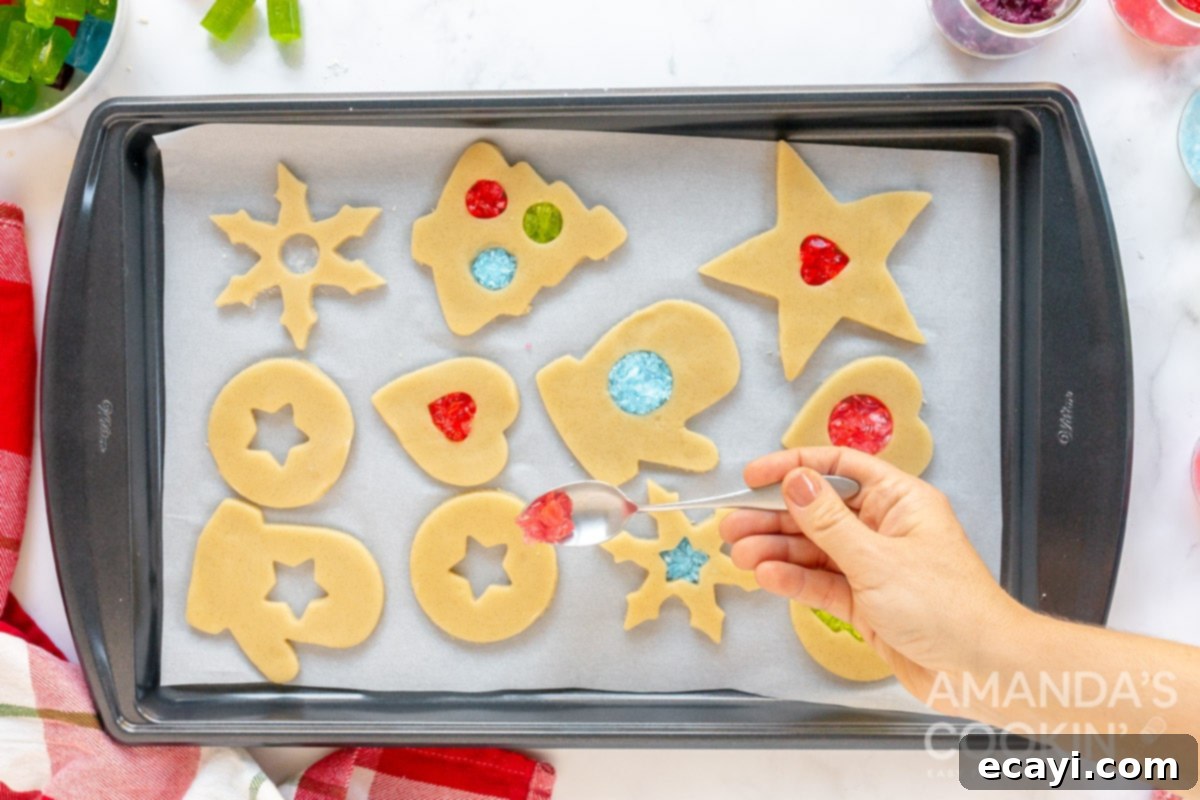 Art Glass Cookies 10 adding candy to cookies